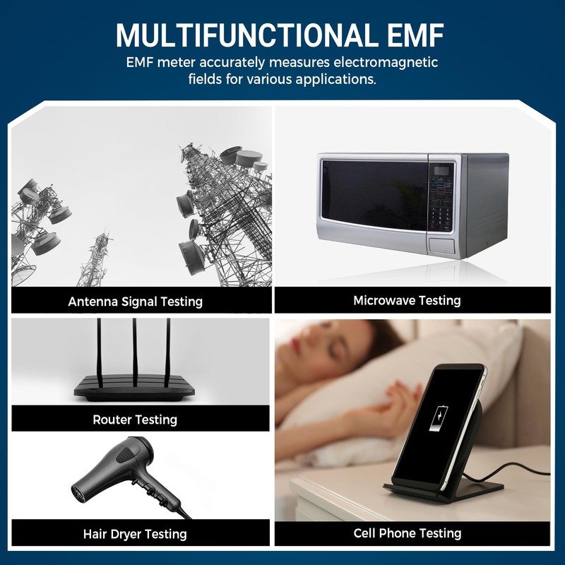 KENMIC Rechargeable EMF Meter, Handheld Electromagnetic Field Detector with Digital