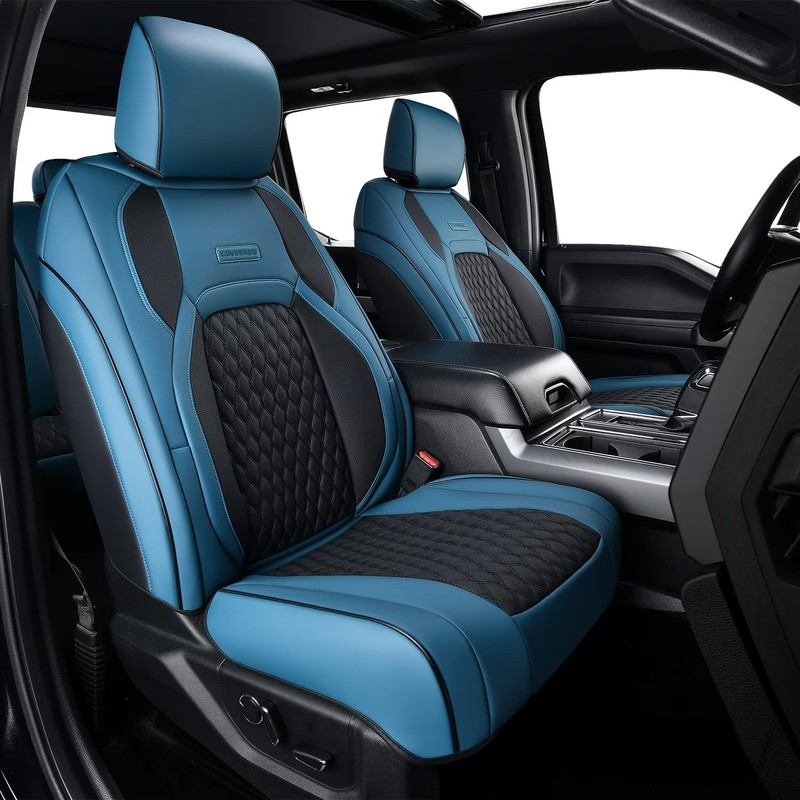 Coverado Blue Front Seat Covers for F150, Full Coverage Waterproof