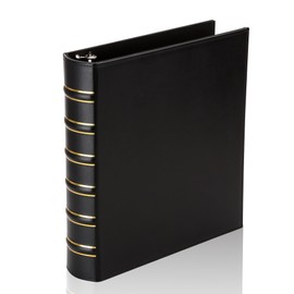 LETVPVOW Vintage Hardback 3 Ring Binder 1.5 Inch, Professional Leather Binder 3 Ring, Three Ring Binders Fits 8.5 x 11, D Ring Binders for Photo Album, Home, School and Office Supplies- Black