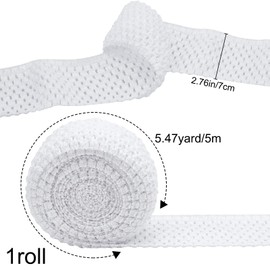 GORGECRAFT 5.5 Yards 2.8" Wide Elastic Crochet Headband Ribbon Crochet Stretch Trim Fabric for Hair Accessories Tube Top, White