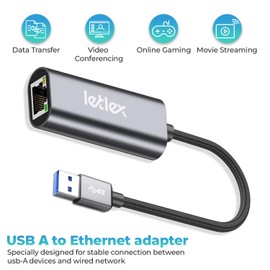 LETLEX Adaptador USB a Ethernet - Adaptador Gigabit Ethernet con conexión rápida y estable (1 Gbps) para MacBook, ChromeOS, Windows, adaptador Ethernet USB para juegos