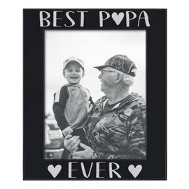 ThisWear Best Papa Ever Gifts Papa Best Papa Ever Heart Family Laser Engraved Leatherette 8x10 Photo Frame Black