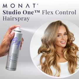 MONAT Studio One™ Flex Control Hairspray – Light to Medium Buildable Hold – Infused with REJUVENIQE® – Can be Used on Colored Hair – Fresh Smelling Scent – Style Memory for Humid Weather