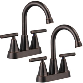 Cobbe Bathroom Faucets for Sink 3 Hole, 4 Inch with Pop Up Drain and 2 Supply Hoses, 2 Handle Centerset Bathroom Faucet for Sink Vanity, ORB, 2 Pack