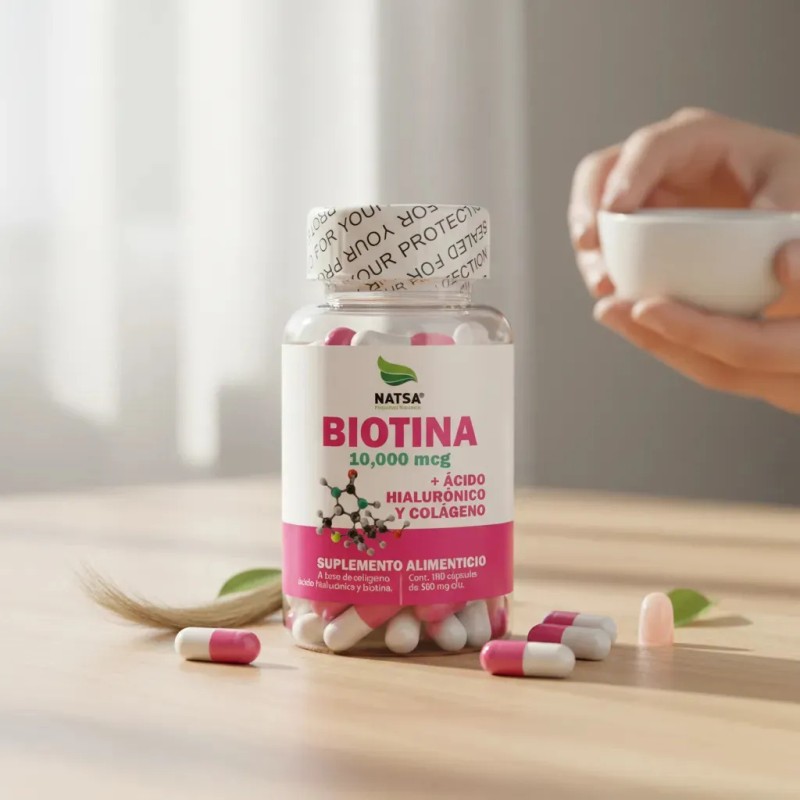 Biotina 000 Mcg Ácido Hialurónico Colágeno 100 Caps Hombres Mujeres