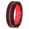 QUEENWISH 8mm Red&Black Tungsten Carbide Ring Mens Two Tone Wedding