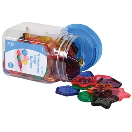 Edx Education Transparent Large Buttons - Mini Jar Set of 60 - Light Box Accessory - Sensory and Fine Motor Skill Development - Math Manipulative - For Ages 18M+