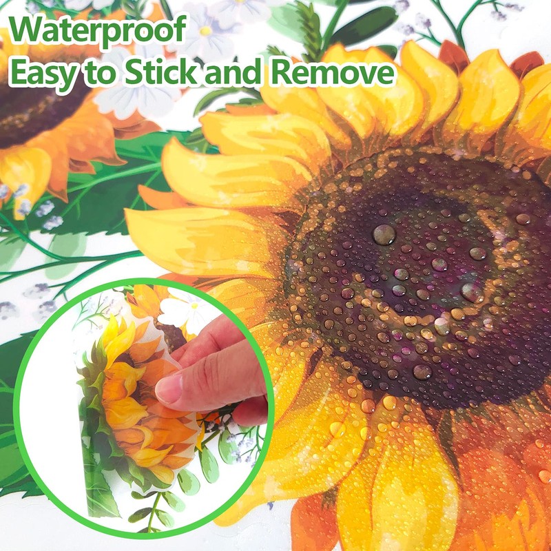 Sunflower Wall Decal - 12 X 24Inch Waterproof Sunflowers Stickers