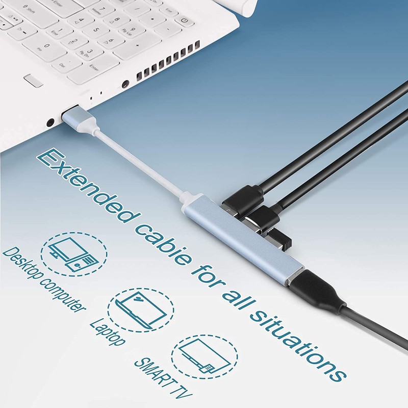 BuFan Hub USB 3.0, Ultradelgado Convertidor 4 en 1 Velocidad
