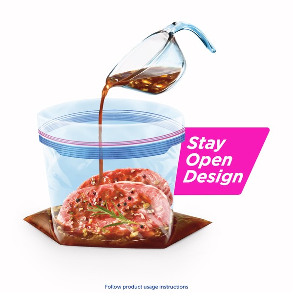 Ziploc Quart Food Storage Freezer Bags, Stay Open Design with