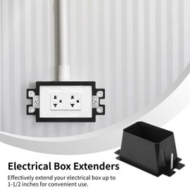yeesport 50 Pcs Electrical Box Extenders, BE1-2 Electrical Outlet Box Extenders with 100 Pcs Screws, 1-Gang Electrical Power Box Extensions, Single Gang Power Switch Receptacles Accessories, Black