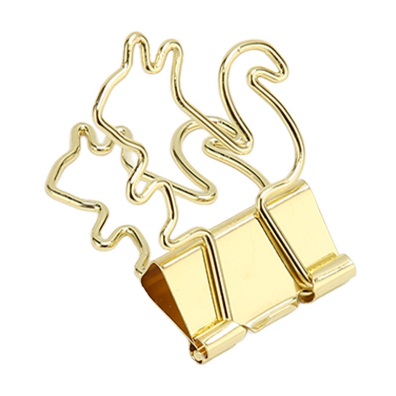 100 Pcs Binder Clips Gold Animal Shape Strong Clamping Force