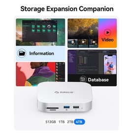 ORICO Mac mini M4 2 TB Storage & Docking Station, External SSD 5Gbps(500MB/s), USB A* 4, USB-C, SD/TF 3.0, 3.5mm Audio, Cable * 2 - M4SE