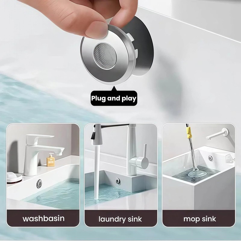 KASHUNUO Bathroom Sink Overflow Cover: Stainless Odor Proof Block Cockroach