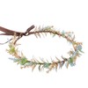 KorViSHOW Blue Flower Crown Headband, Handmade Golden Green Fairy Floral