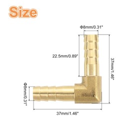 sourcing map 2 Pcs Brass Hose Barb Fitting L Right Angle Elbow Connector Coupler, 5/16" ID Brass Fitting Air Hose Fittings for Connecting Water Fuel Air, Oil Hoses