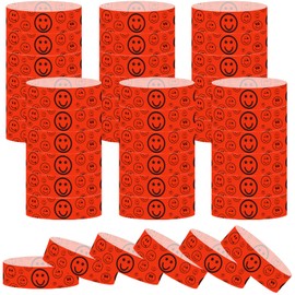 Neon Waterproof Wristbands - 500 Pack, Neon Party Wristbands, Colored Smile Face Pattern Paper Bracelet for Events (Red)