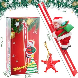 DONGQI Santa Claus Climbing Ladder, Santa Claus Climbing with Music Hanging Decoration Indoor Outdoor Hanging Ornament Decoration Christmas Party Door Wall Decoration