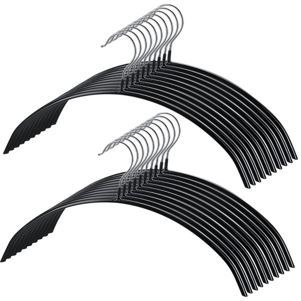 Tosnail 20 Pack Black Super Grippy Slip-Reducing Contour Shirt Hangers,