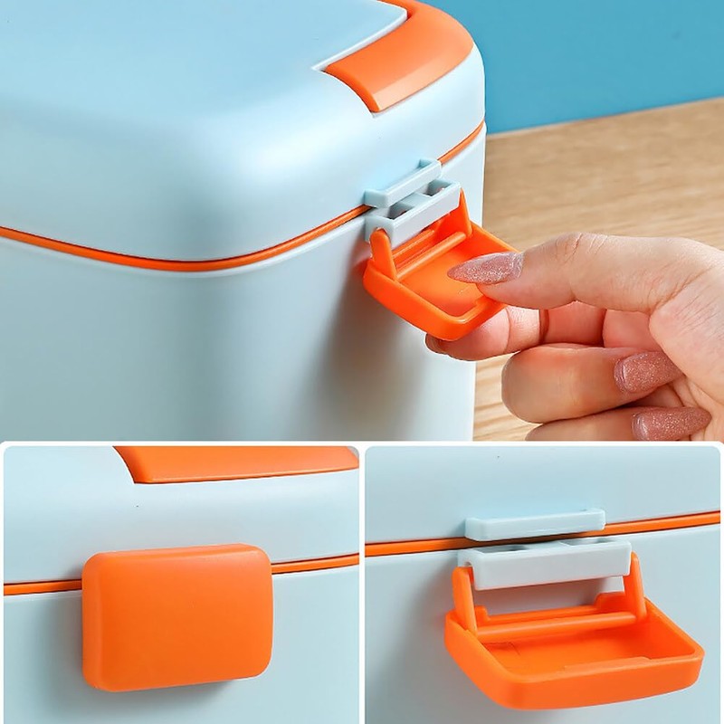 Plastic First Aid Box - Family Emergency Kit Medication Storage