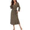 PrinStory Women's Bathrobe, Lightweight, 3/4 Sleeve, Dressing Gown, V-Neck, Kimono