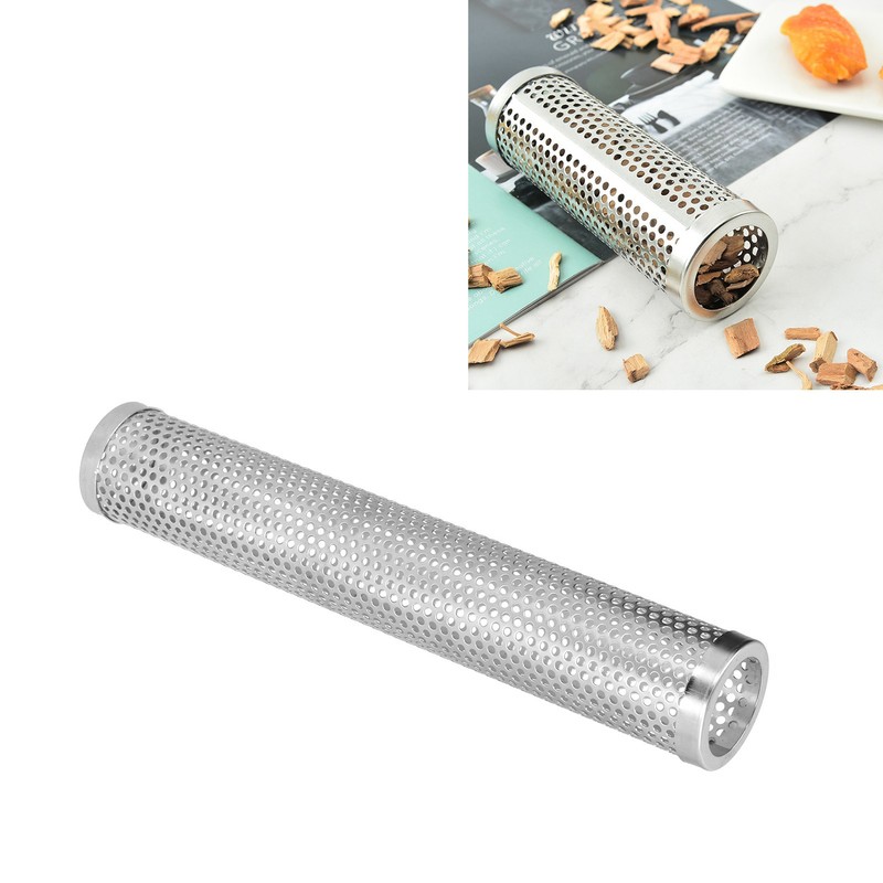 Smoker Box Cylindrical Detachable Large Capacity Fruit Wood BBQ Pellet