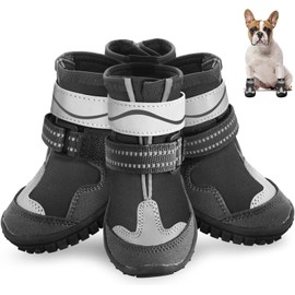 Dog Shoes, Otunrues Dog Shoes for Small Medium Large Dogs, Anti-Slip Dog Boot with Reflective, Waterproof Dog Booties & Paw Protectors for Winter Snowy Hot Pavement Day (Black, 2XL)