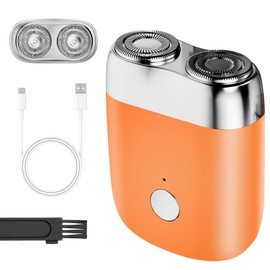 New Model Mini Dual-Head Electric Shaver, Upgrade Pocket Shaver, Washable Double Head Razor, USB Electric Mini Portable Razor, Rechargeable Waterproof Electric for Men (Orange)