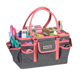Everything Mary Craft Bag Organizer Tote, Coral - Storage Art Caddy for Sewing & Scrapbooking - Crafts Supply Carrier w/Handle for Supplies & Tools - Organization for School, Medical, Office