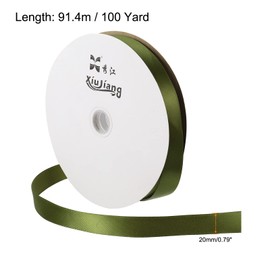 PATIKIL 0.79 Inch Wide 100 Yards Satin Ribbon, Solid Crafts Roll for Party Home DIY Wrapping Decoration Olive Green