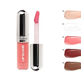 Lip Glaze Elixir - 3-in-1 Balm + Oil + Gloss - Nourishing Lip Glaze - Long-lasting Shine & Hydration:_01. Clear - Bunny Ear