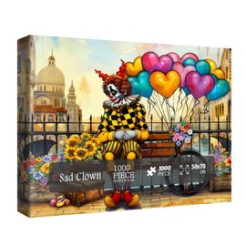 Mystery Joker Puzzles for Adults 1000 Pieces, Clown Flower Scenic Jigsaw Puzzles, Fantasy Floral Art Puzzles