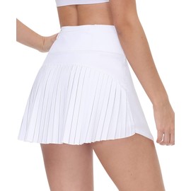 Jhsnjnr Women's Short Golf Skirt Pleated Tennis Skort with Pockets Casual High Waisted Athletic Skirt White