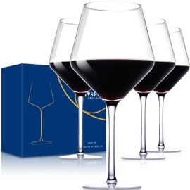 Physkoa 23 OZ Red Wine Glasses Set of 4 - Large Hand Blown Crystal Burgundy Glasses with Long Stem - Gifts for Red Wine Tasting, Christmas, Anniversary, Birthday, Wedding, Housewarming