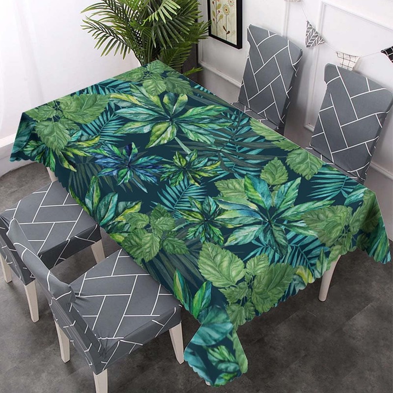 Walmsco Tablecloth Green Palm Leaves Decor For Dining Room Kitchen