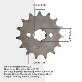 GOOFIT 17mm Sprocket Front for 50cc 70cc 110cc 125cc 140cc Engine Motorcycle Go Kart ATV Buggie Dirt bike(420-15T)