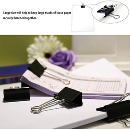 48PCS Bulldog Clips 51MM Large Paper Clips Binder 2 inch (Black, 48pcs-51mm)