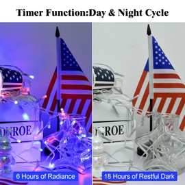 cshare Red White and Blue Lights Battery Operated, 4th of July Lights with Timer Outdoor Waterproof 9.8ft 30 LED for 4th of July Independence Day Decorations Garland Party Garden | cshare