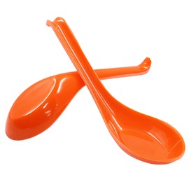 Cionyce 2PCS Asian Soup Spoons, Chinese Japanese Miso Ramen Wonton Dumpling Pho Rice Noodle Soba Soup Spoons, Orange Melamine Spoons