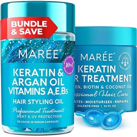 MAREE Hair Care Bundle - Styling Capsules, Deep Mask & Conditioner - Keratin, Jojoba, Argan & Coconut Oils - Leave-in Anti Frizz & Deep Conditioning