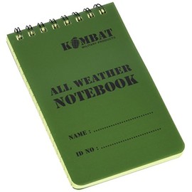 Kombat UK Mini Waterproof Notepad, Olive Green