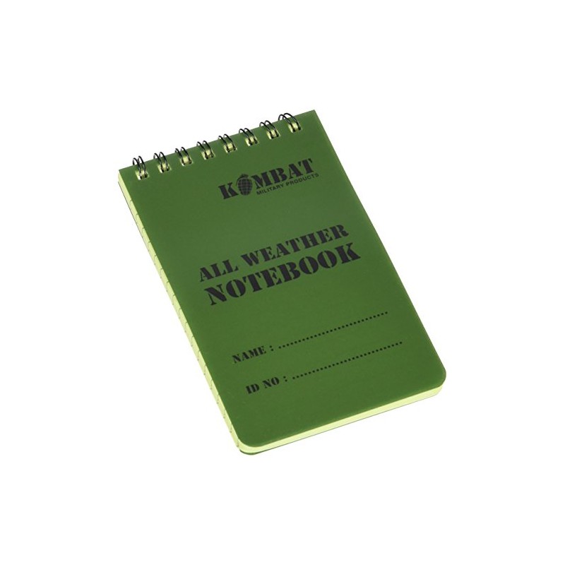 Kombat UK Mini Waterproof Notepad, Olive Green