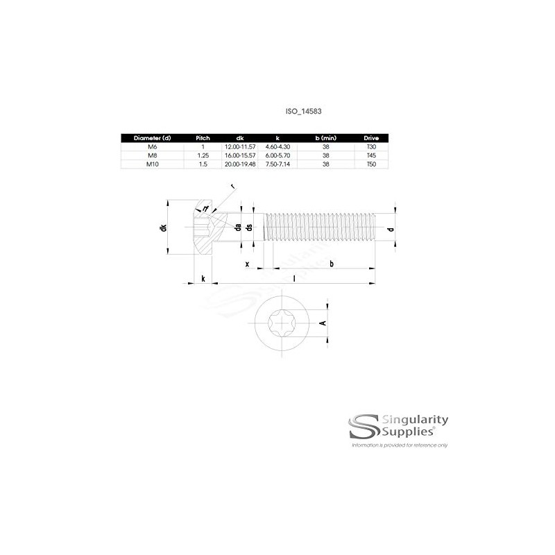 M5 (5mm x 50mm) TX Pan Machine Screw (Bolt) -