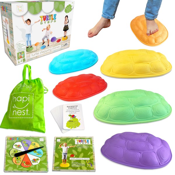 Hapinest Turtle Steps Balance Stepping Stones Obstacle Course Coordination Game for Kids and Family - Indoor or Outdoor Sensory Play Equipment Toys Toddler Ages 3 4 5 6 7 8 Years and Up
