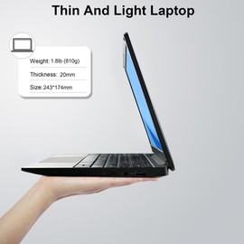 ZHAOHUIXIN Portable Mini Education Laptop Computer with in tel Celeron N4020 CPU 8GB RAM 128GB SSD HD IPS Screen, Laptop Computer for Learning, Office Work (Black, 8GB+128GB)