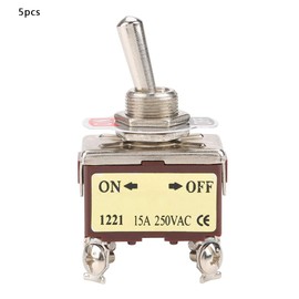 Pin ON-OFF Toggle Switch, Heavy Duty Toggle Switch Interrupter 230 V to 5 Pieces on Off 2 Position Toggle Switch 4 Pin 12 mm Mount 15 A 250 Vac