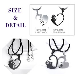 Feilok Men's Necklaces with Pendant Stainless Steel Men's Necklace with Cat Black White Pendant Friendship Necklace for Men Women Couple, Metal