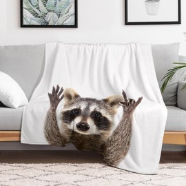Throw Blanket 60x80 Inch,Funny Cute Raccoon Cozy Soft Lightweight Fuzzy Flannel Blanket 80x60 Inch Suitable for Couch Bed Sofa Living Room in All Seasons