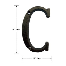 5 Inch House Numbers, Cast Iron House Numbers for Outside, Address Numbers for Houses, Farmhouse, Garage, Shop, Offices, Hotel, LETTER C