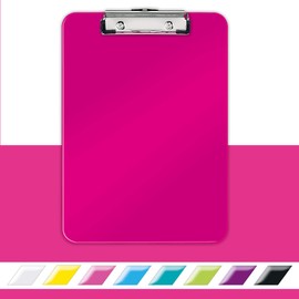 Leitz 39710023 A4 Clipboard, Rigid Plastic, Wow Range, Metallic Pink
